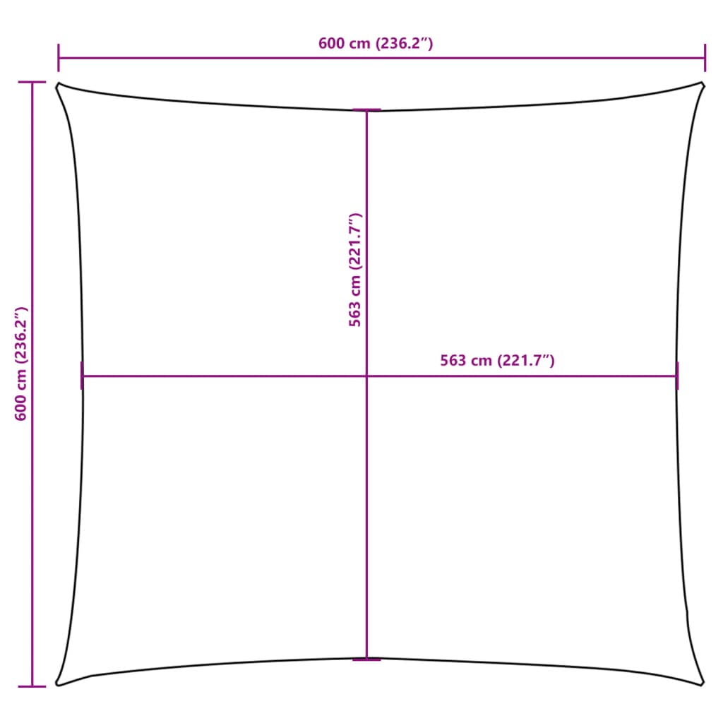 Solsegel oxfordtyg fyrkantigt 6x6 m terrakotta