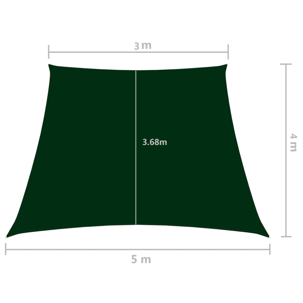 Solsegel oxfordtyg trapets 3/5x4 m mörkgrön