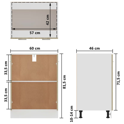 Underskåp sonoma-ek 60x46x81,5 cm konstruerat trä