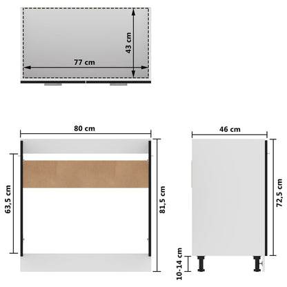 Underskåp för diskho svart 80x46x81,5 cm konstruerat trä