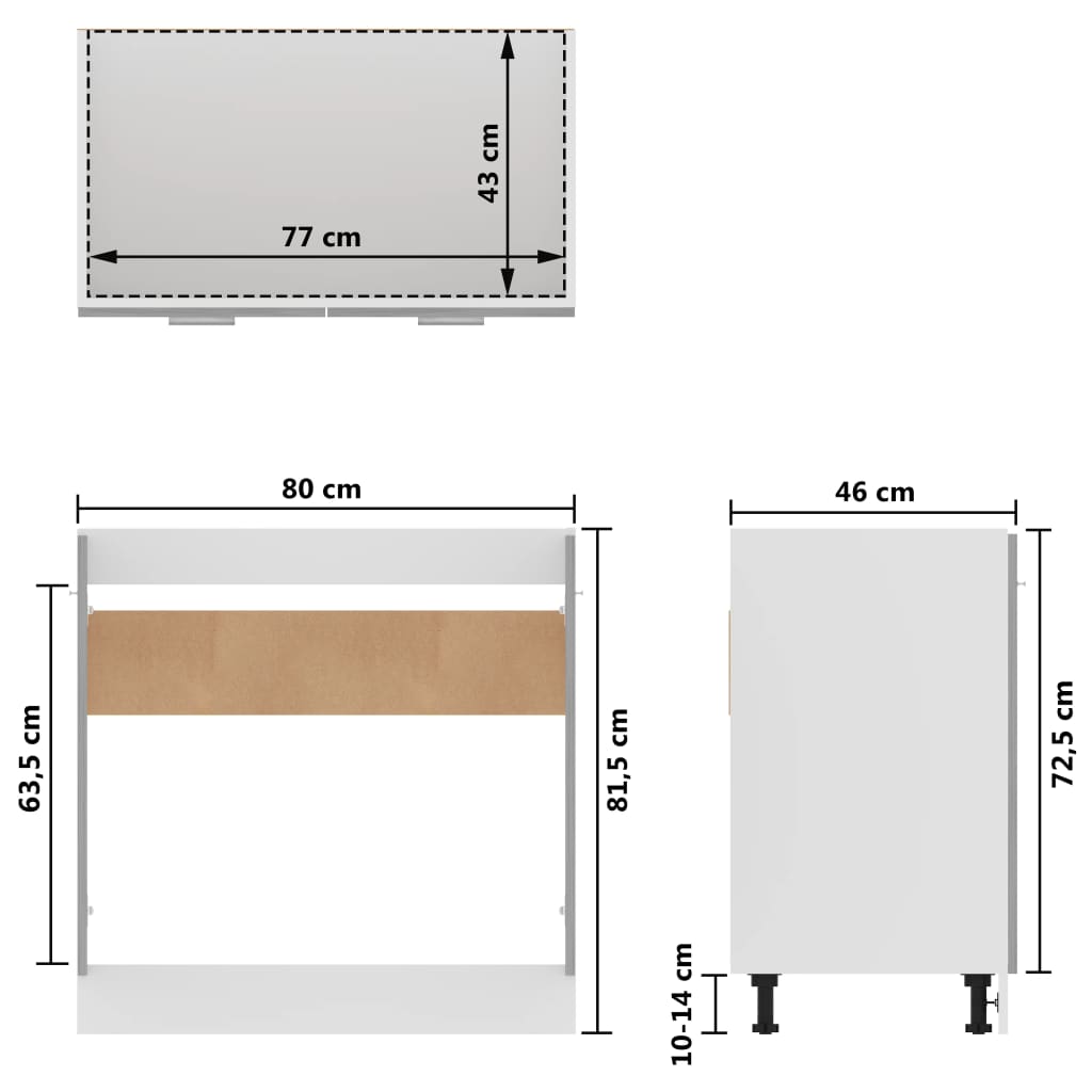 Underskåp för diskho betonggrå 80x46x81,5 cm konstruerat trä