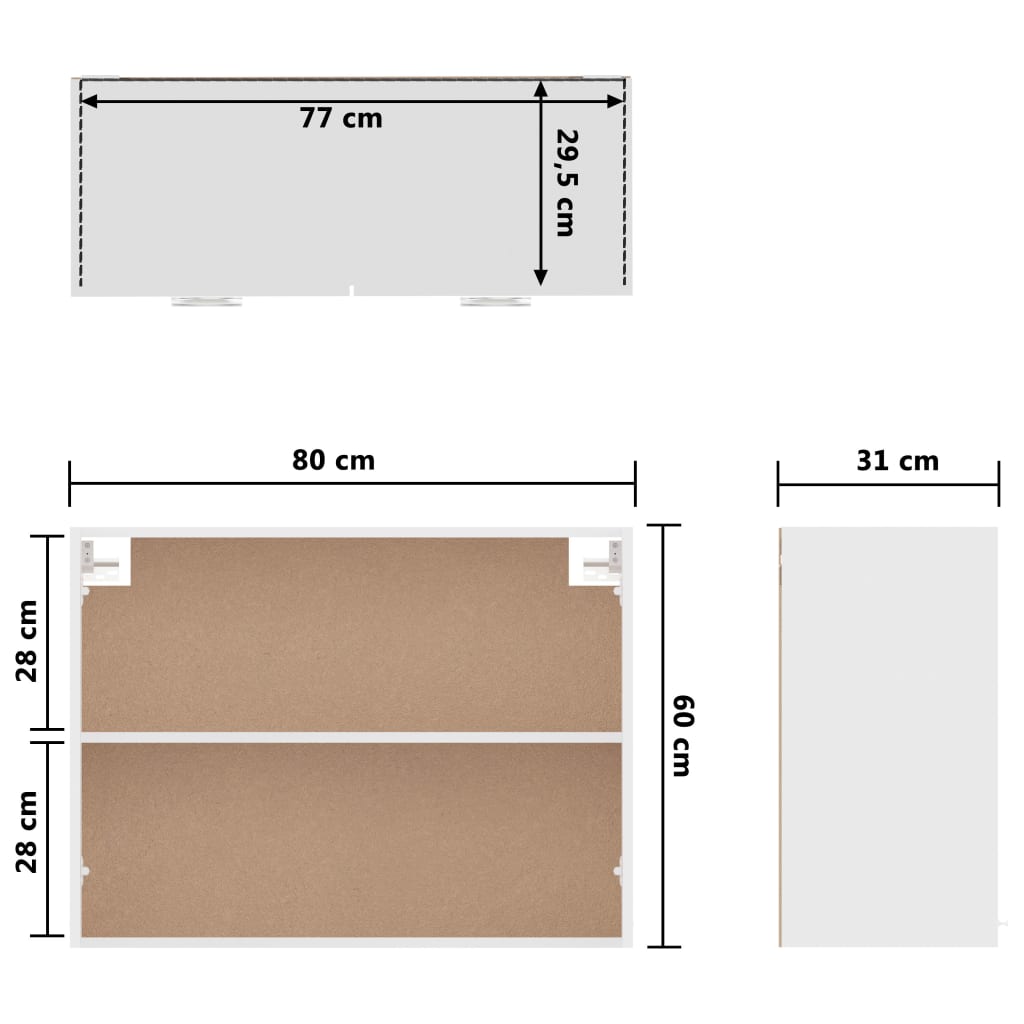 Väggskåp vit 80x31x60 cm konstruerat trä