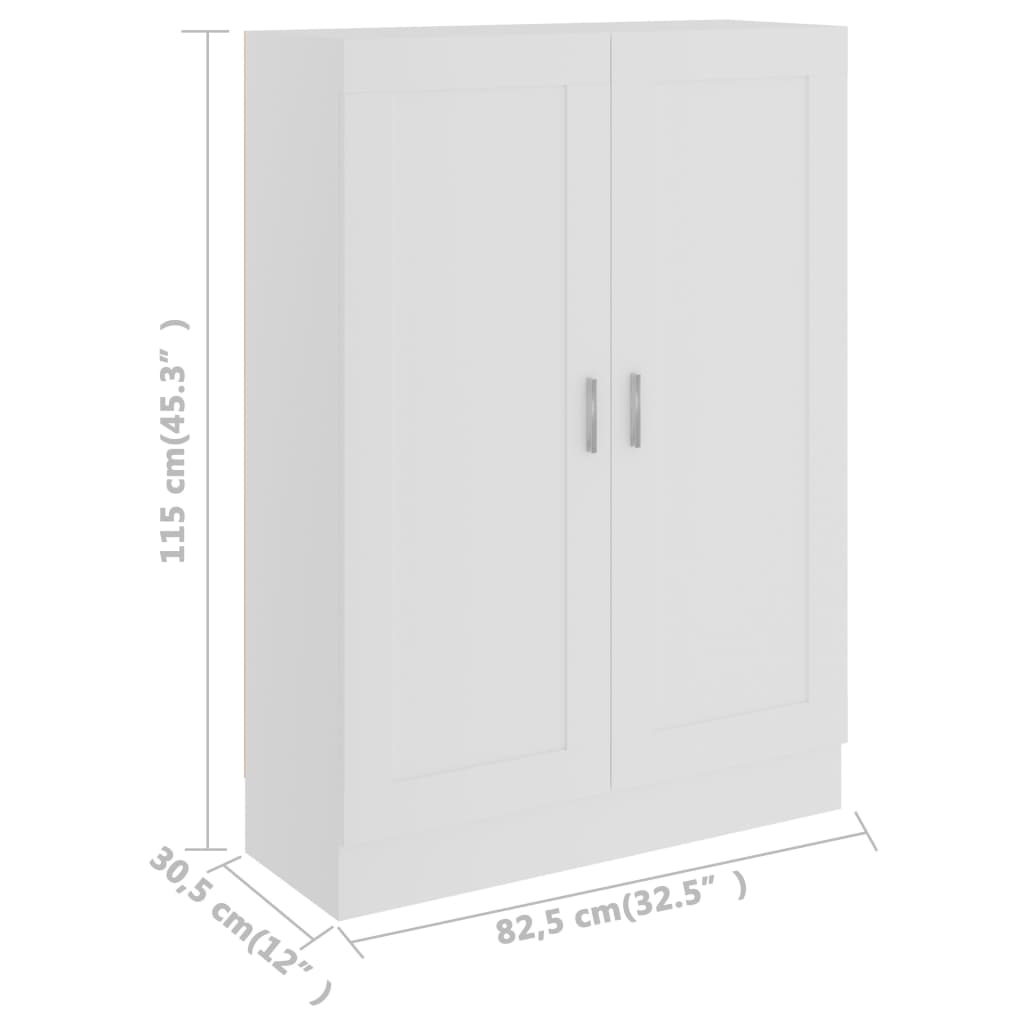 Bokskåp vit 82,5x30,5x115 cm konstruerat trä