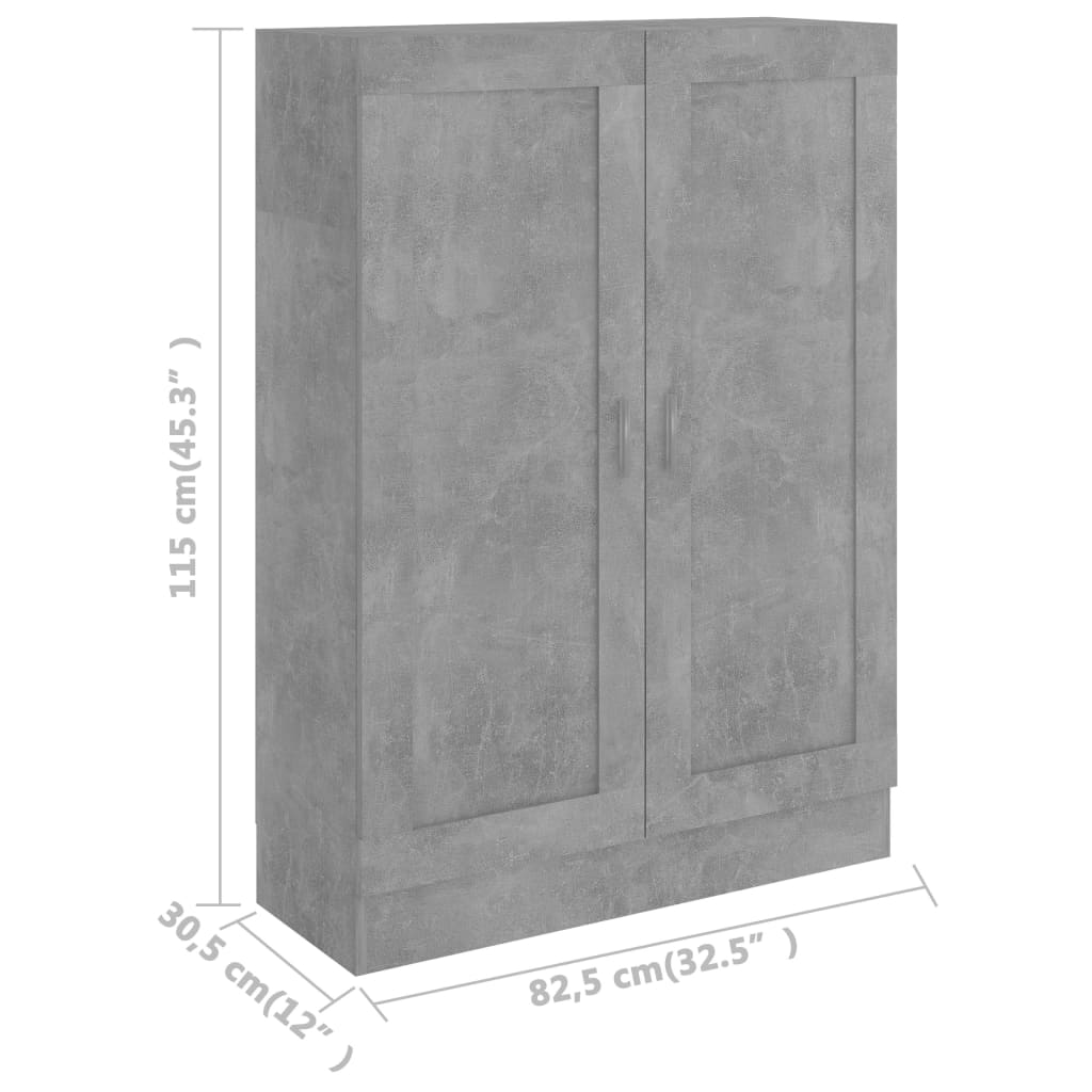 Bokskåp betonggrå 82,5x30,5x115 cm konstruerat trä