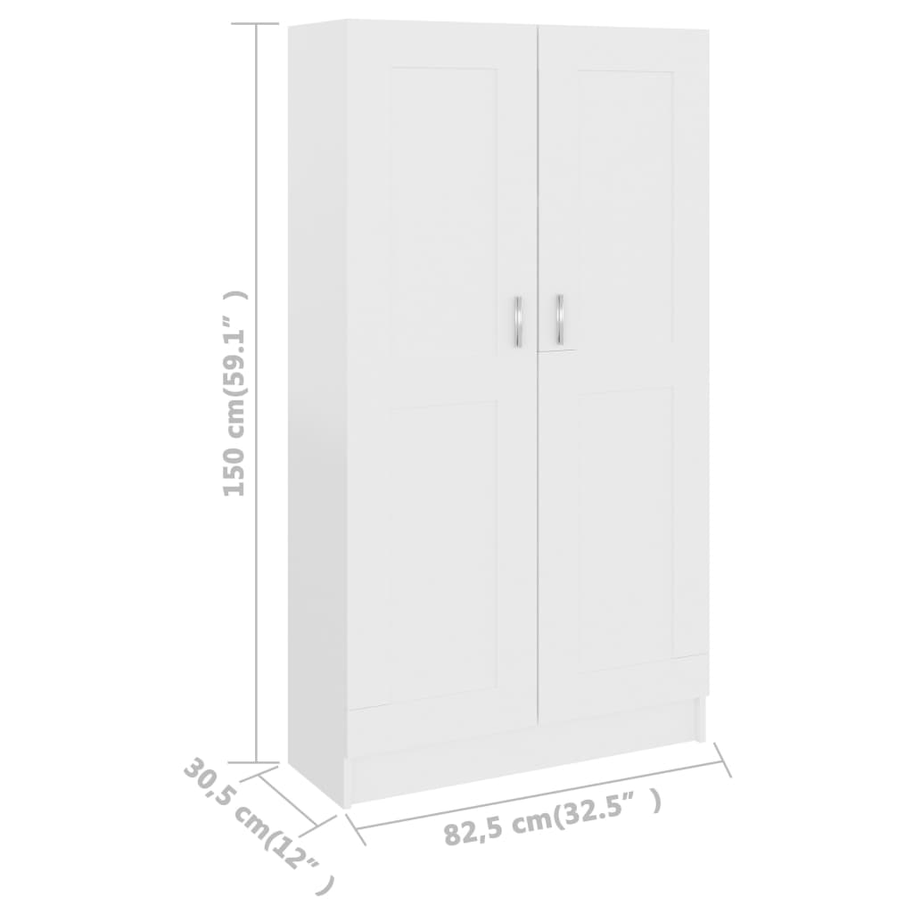 Bokskåp vit 82,5x30,5x150 cm konstruerat trä