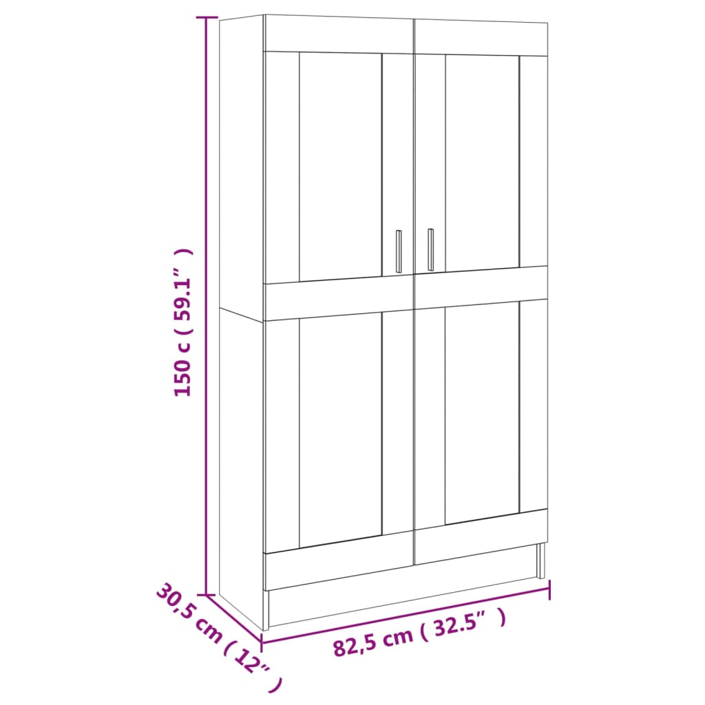 Bokskåp sonoma-ek 82,5x30,5x150 cm konstruerat trä