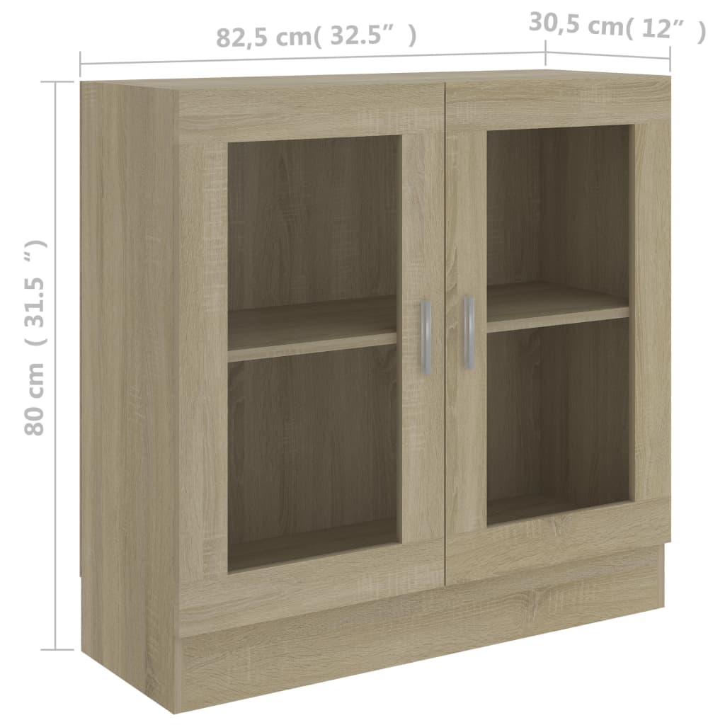 Vitrinskåp sonoma-ek 82,5x30,5x80 cm konstruerat trä