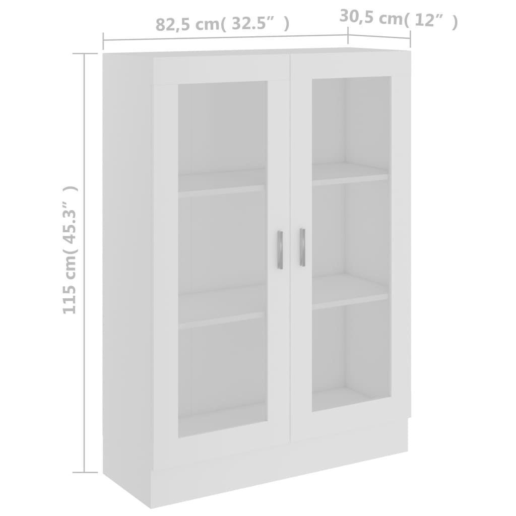 Vitrinskåp vit 82,5x30,5x115 cm konstruerat trä