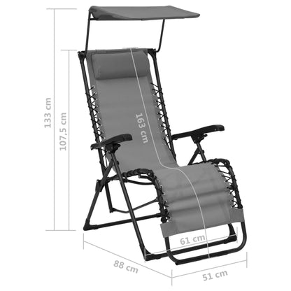 Hopfällbar solstol textilen grå