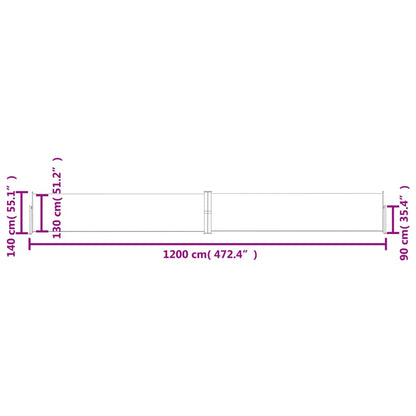 Infällbar sidomarkis 140x1200 cm svart