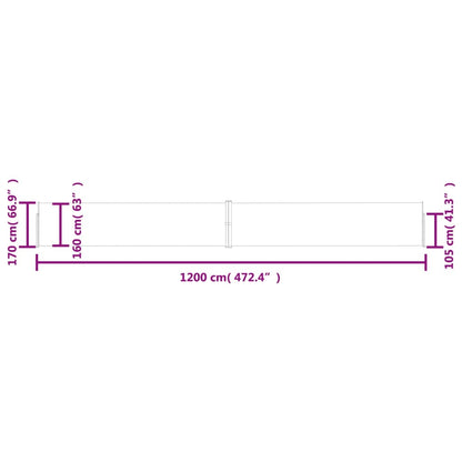 Infällbar sidomarkis 170x1200 cm röd