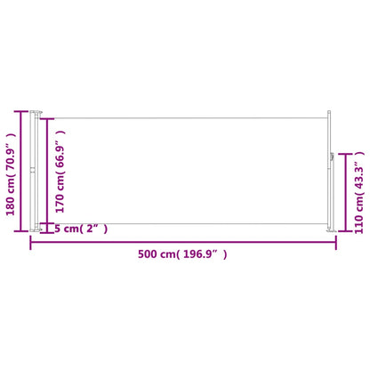 Infällbar sidomarkis 180x500 cm svart