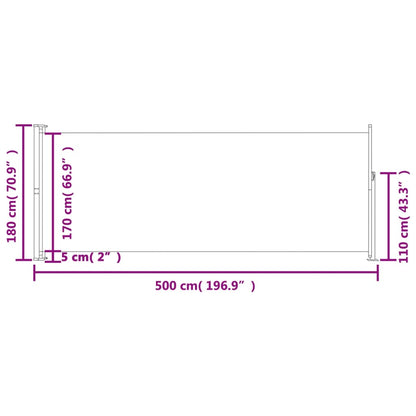 Infällbar sidomarkis 180x500 cm blå