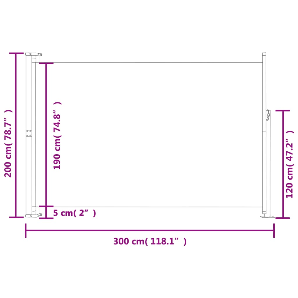 Infällbar sidomarkis 200x300 cm röd