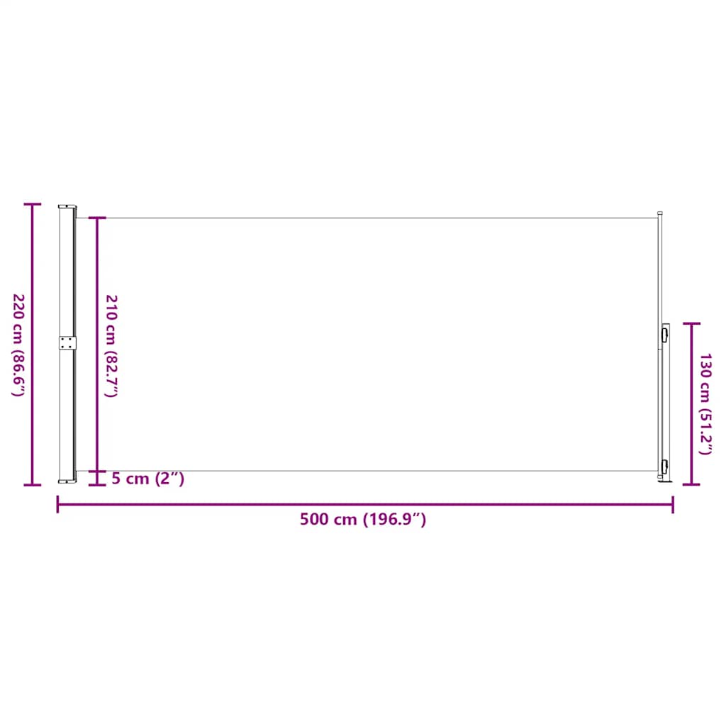 Infällbar sidomarkis 220x500 cm röd