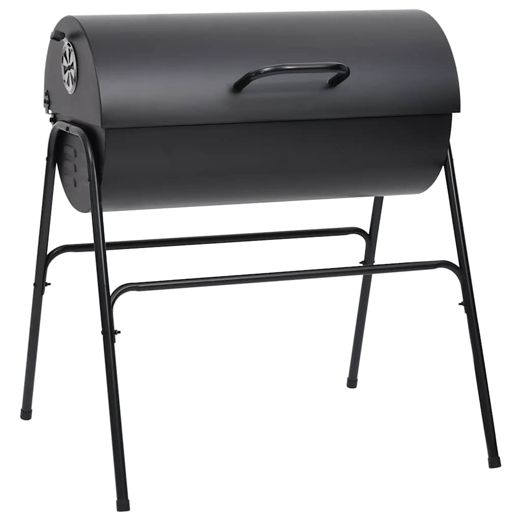 Grilltunna med 2 grillgaller svart 80x95x90 cm stål