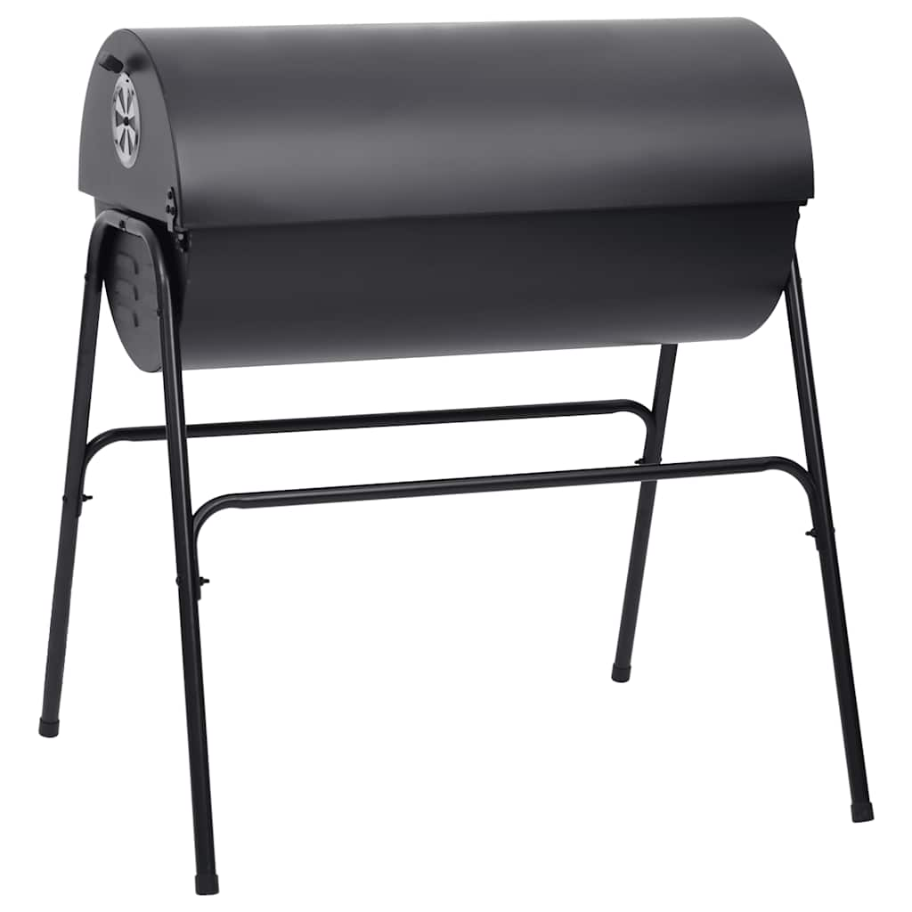 Grilltunna med 2 grillgaller svart 80x95x90 cm stål