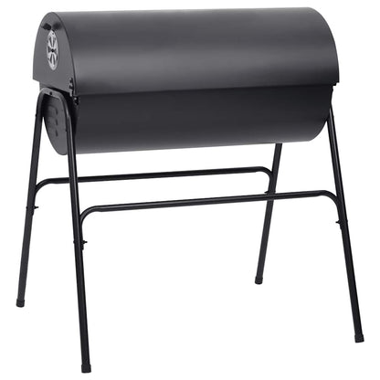 Grilltunna med 2 grillgaller svart 80x95x90 cm stål