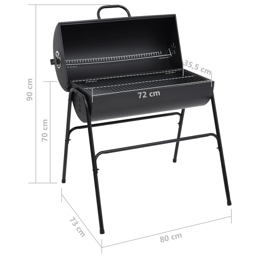 Grilltunna med 2 grillgaller svart 80x95x90 cm stål