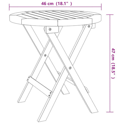 Hopfällbart trädgårdsbord vit Ø 46 cm massivt akaciaträ