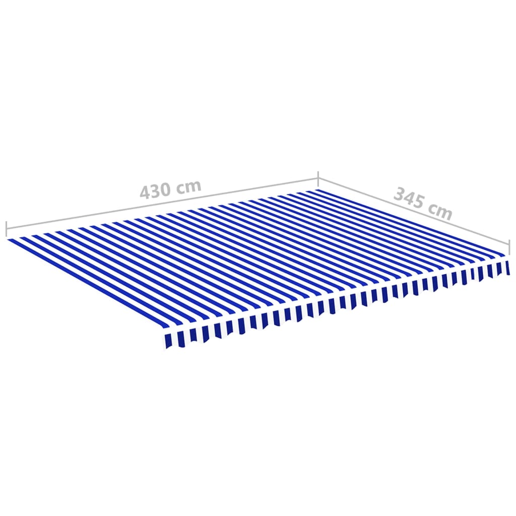 Markisväv blå och vit 4,5x3,5 m