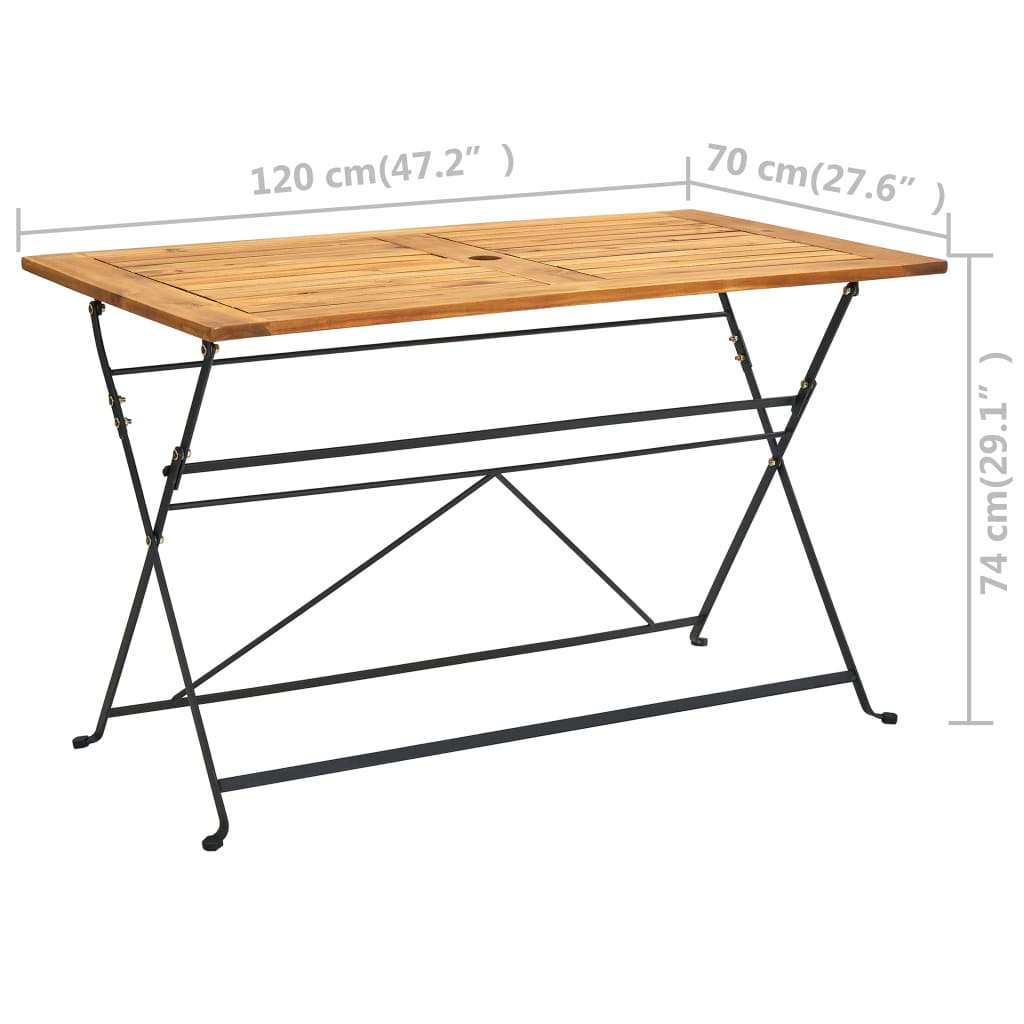 Hopfällbart trädgårdsbord 120x70x74 cm massivt akaciaträ