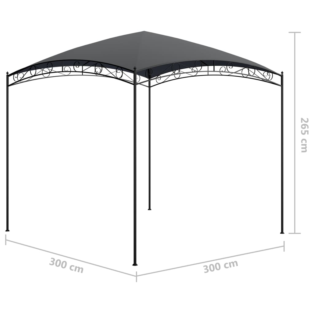 Paviljong 3x3x2,65 m antracit 180 g/m²