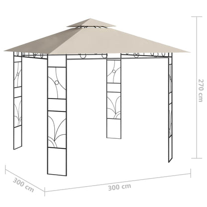 Paviljong 3x3x2,7 m gräddvit 160 g/m²