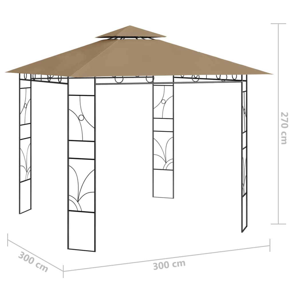 Paviljong 3x3x2,7 m taupe 160 g/m²