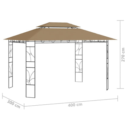 Paviljong 4x3x2,7 m taupe 160 g/m²