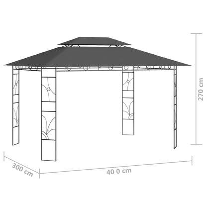 Paviljong 4x3x2,7 m antracit 160 g/m²