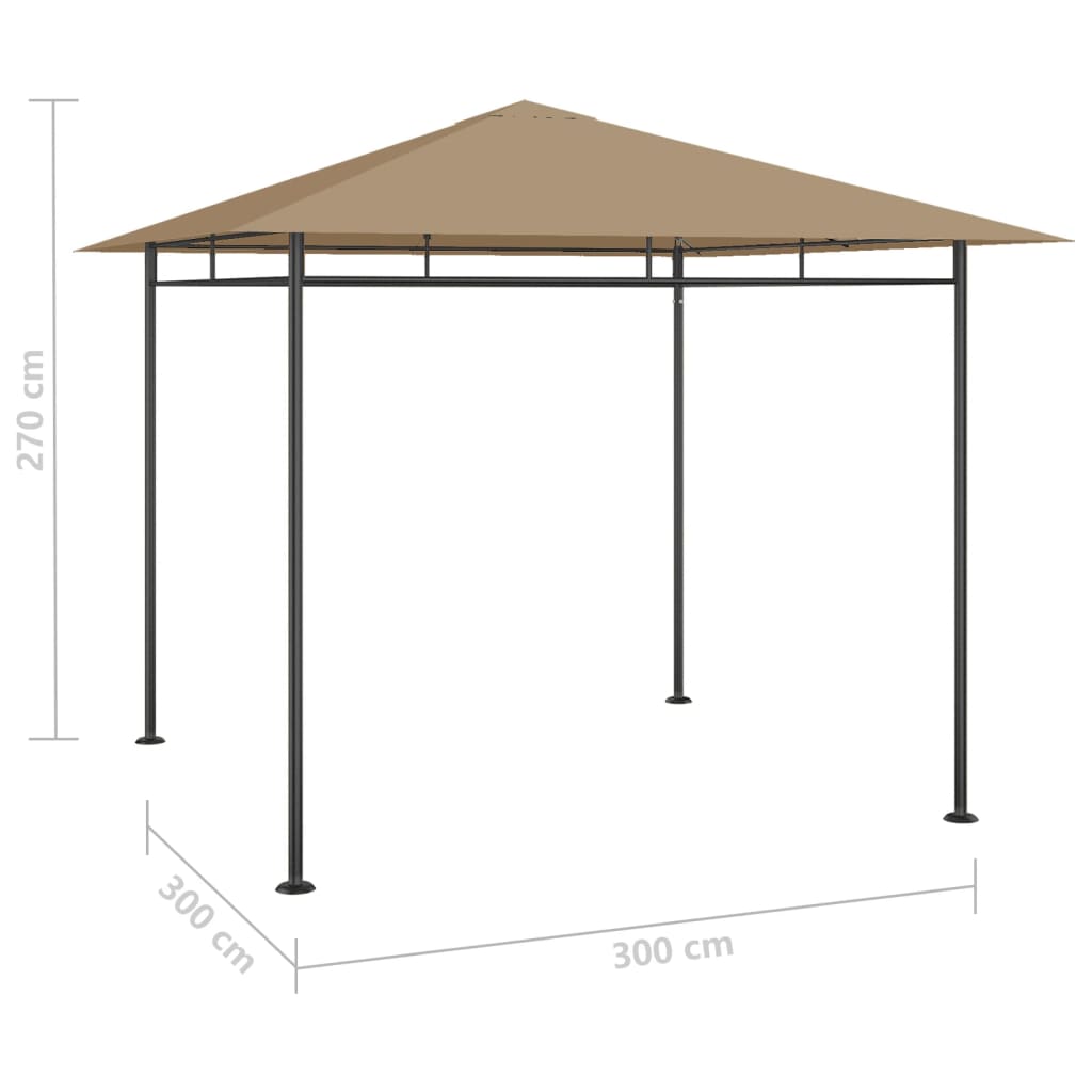 Paviljong 3x3x2,7 m taupe 180 g/m²