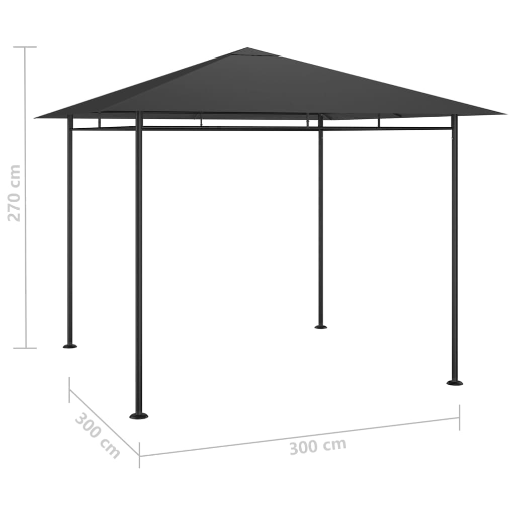 Paviljong 3x3x2,7 m antracit 180 g/m²