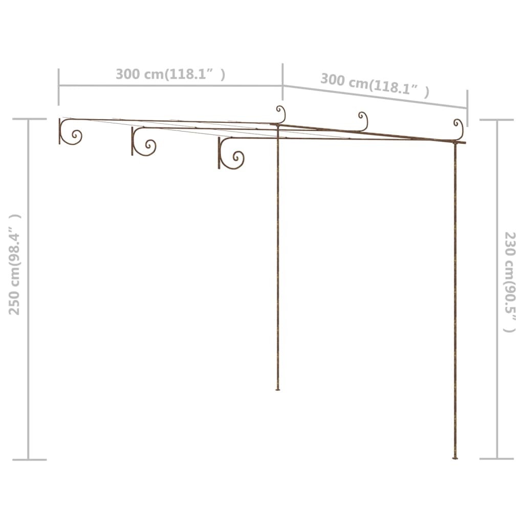 Pergola antikbrun 3x3x2,5 m järn