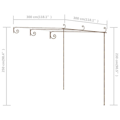 Pergola antikbrun 3x3x2,5 m järn