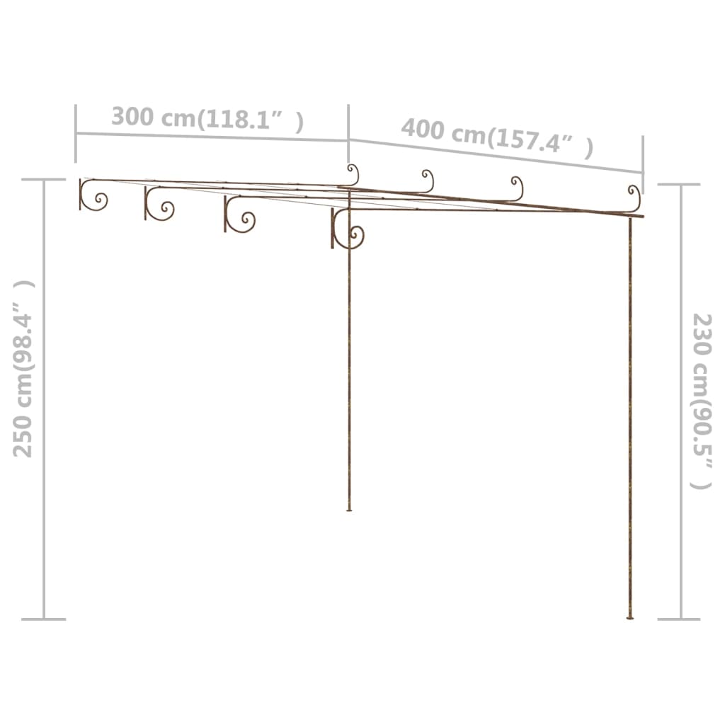 Pergola antikbrun 4x3x2,5 m järn