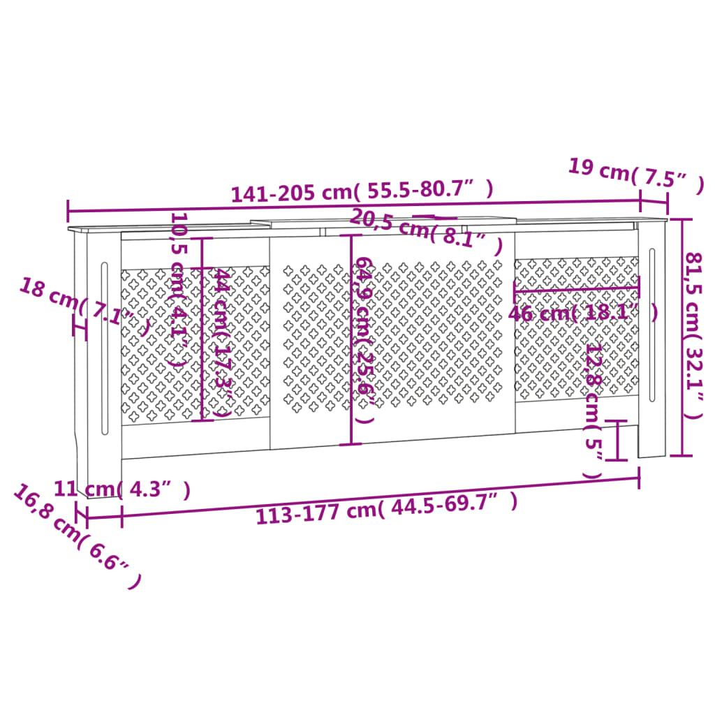 Elementskydd MDF vit 205 cm