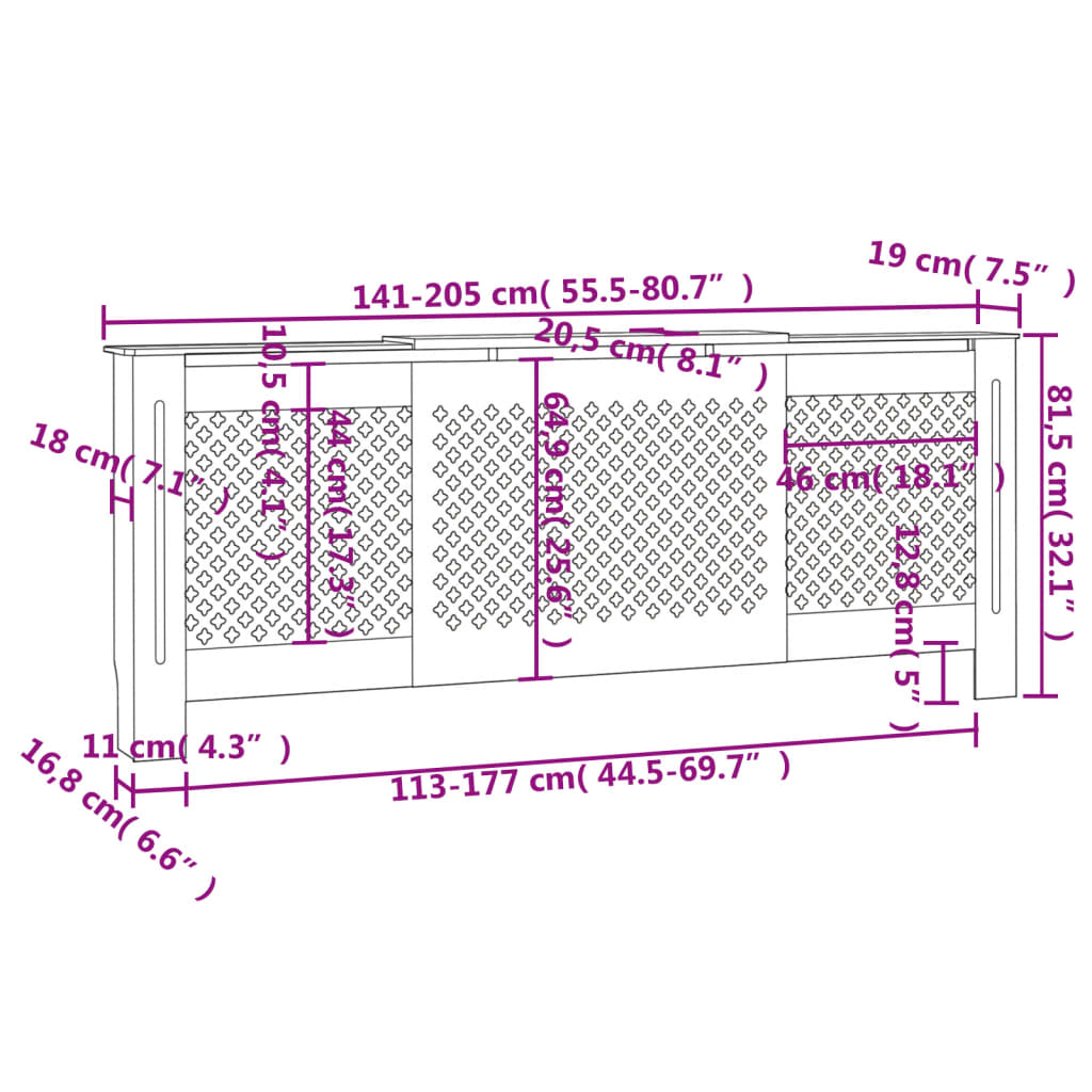 Elementskydd MDF svart 205 cm