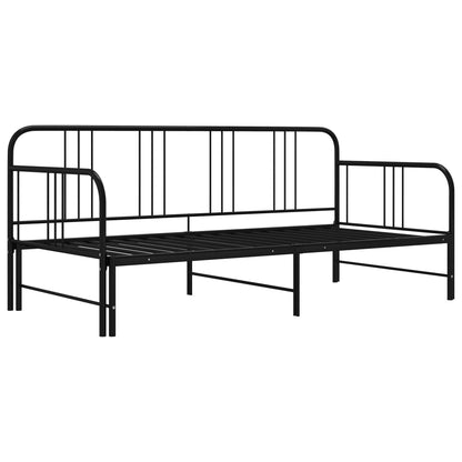 Utdragbar sängram bäddsoffa svart metall 90x200 cm