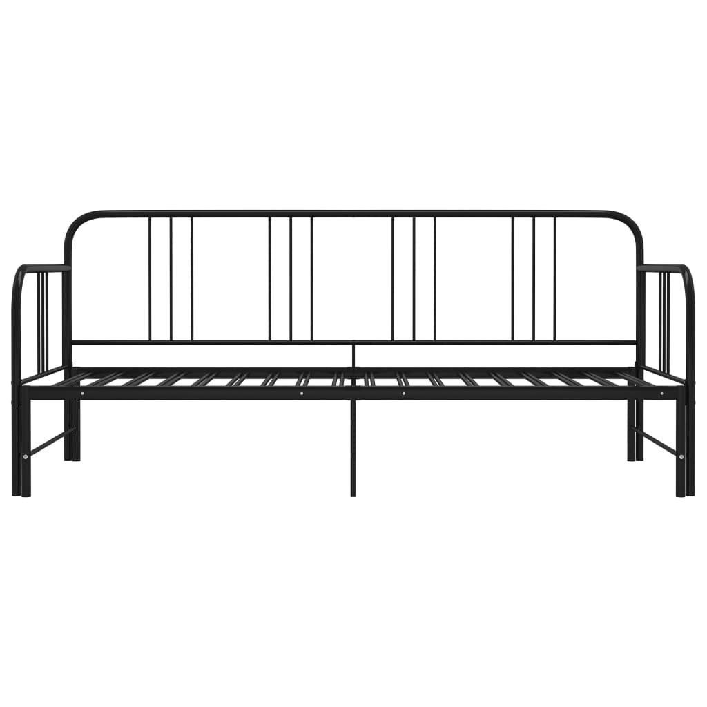 Utdragbar sängram bäddsoffa svart metall 90x200 cm