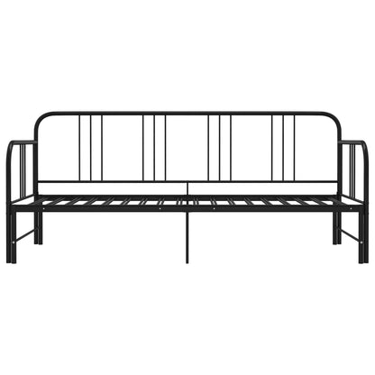 Utdragbar sängram bäddsoffa svart metall 90x200 cm