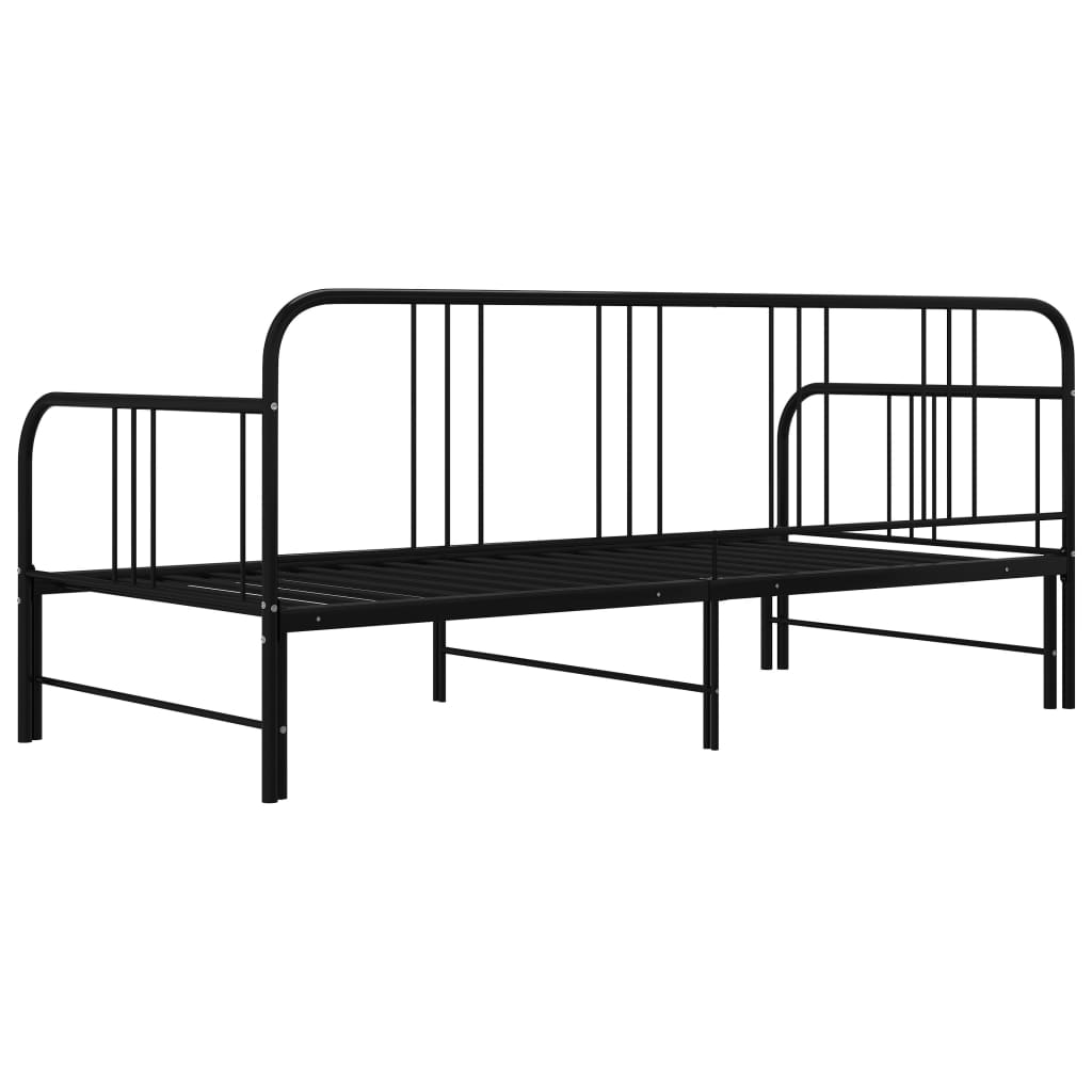 Utdragbar sängram bäddsoffa svart metall 90x200 cm