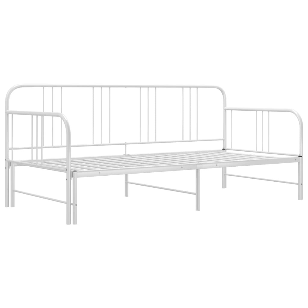 Utdragbar sängram bäddsoffa vit metall 90x200 cm