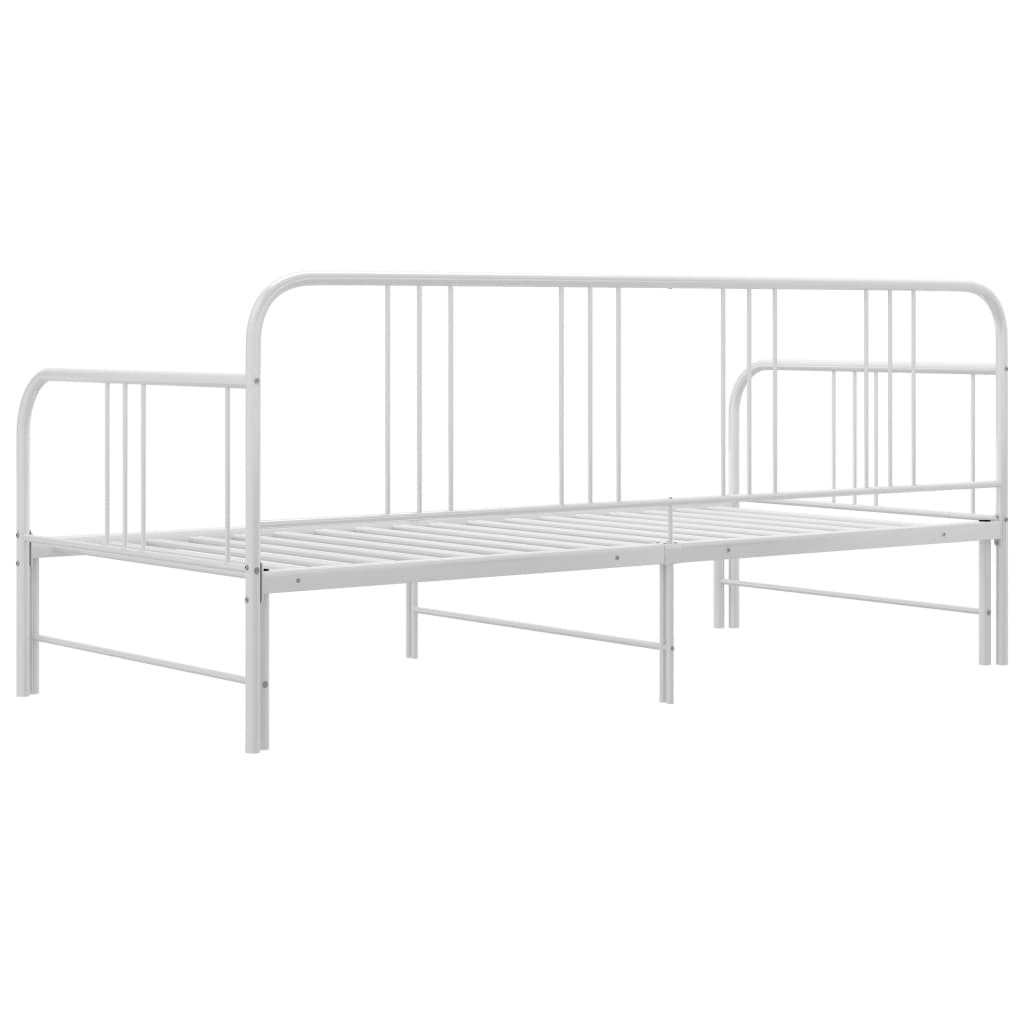 Utdragbar sängram bäddsoffa vit metall 90x200 cm