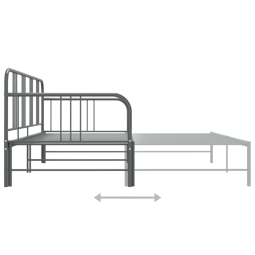 Utdragbar sängram bäddsoffa grå metall 90x200 cm