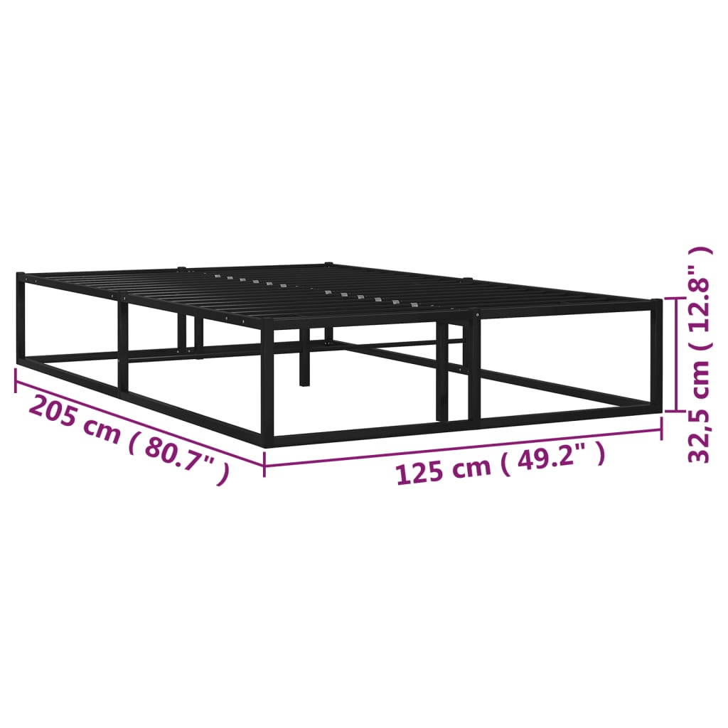 Sängram utan madrass svart metall 120x200 cm