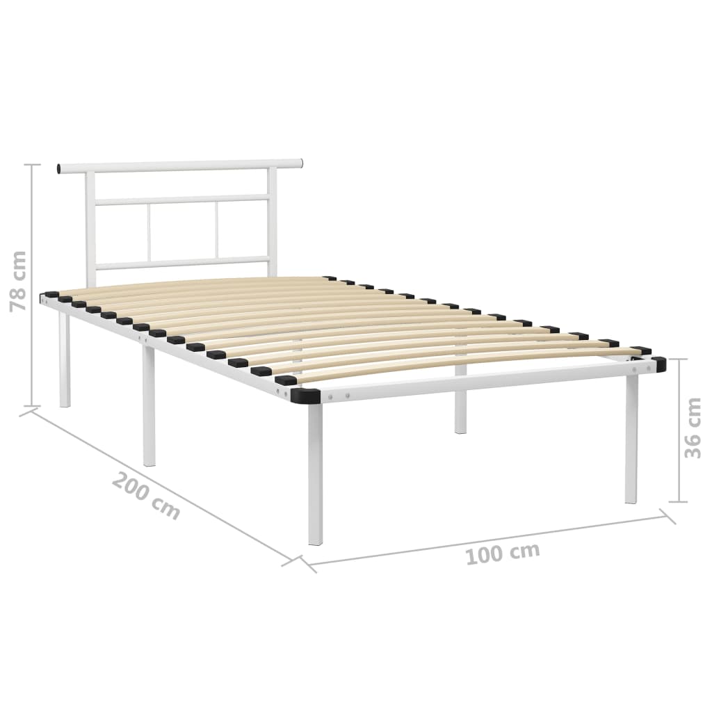 Sängram vit metall 100x200 cm