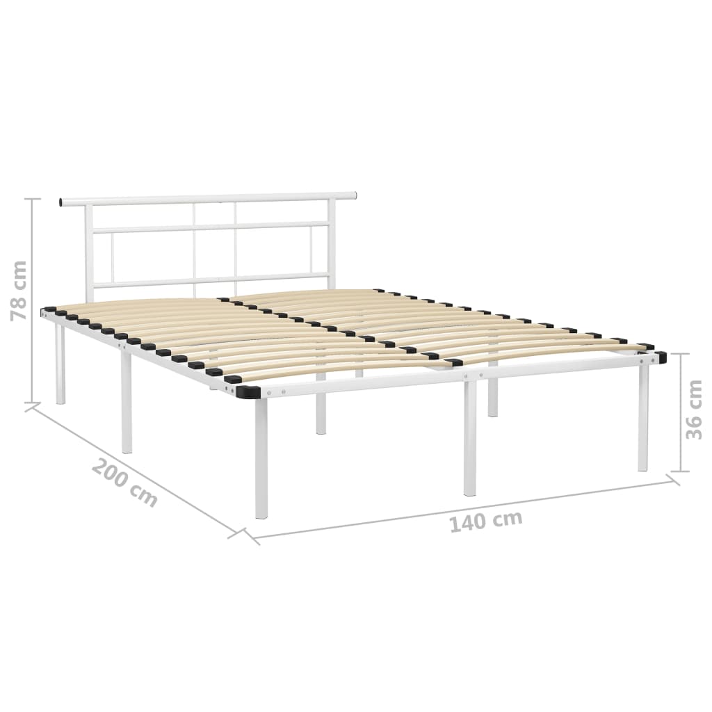 Sängram utan madrass vit metall 140x200 cm