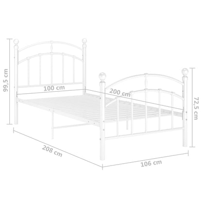 Sängram vit metall 100x200 cm