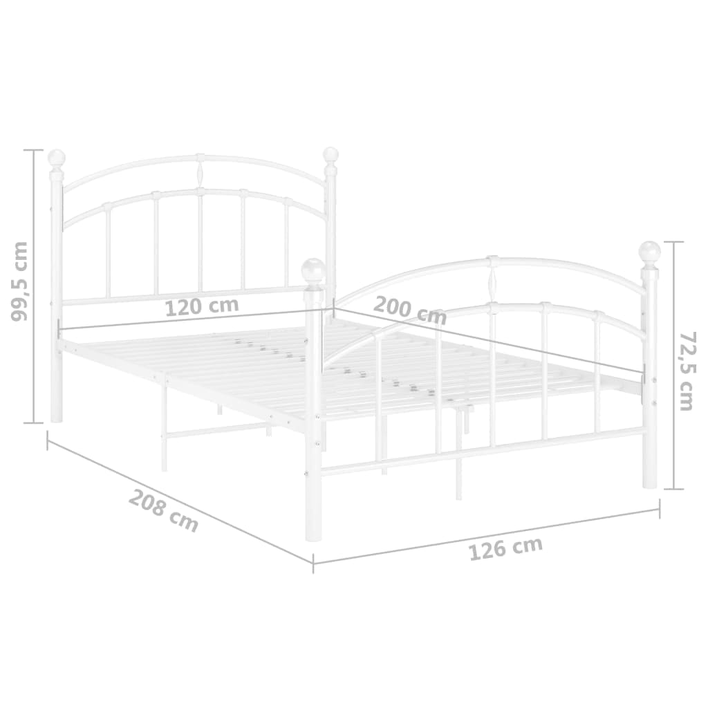 Sängram utan madrass vit metall 120x200 cm